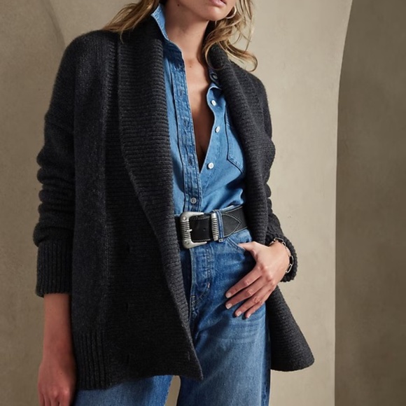 Banana Republic Maite Wool-Blend Cardigan, Dark Charcoal, Size S, NWT - Picture 2 of 8